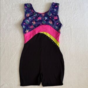 {Danskin} Freestyle | Abstract Print Gymnastics Dance Biketard Leotard (L 10/12)